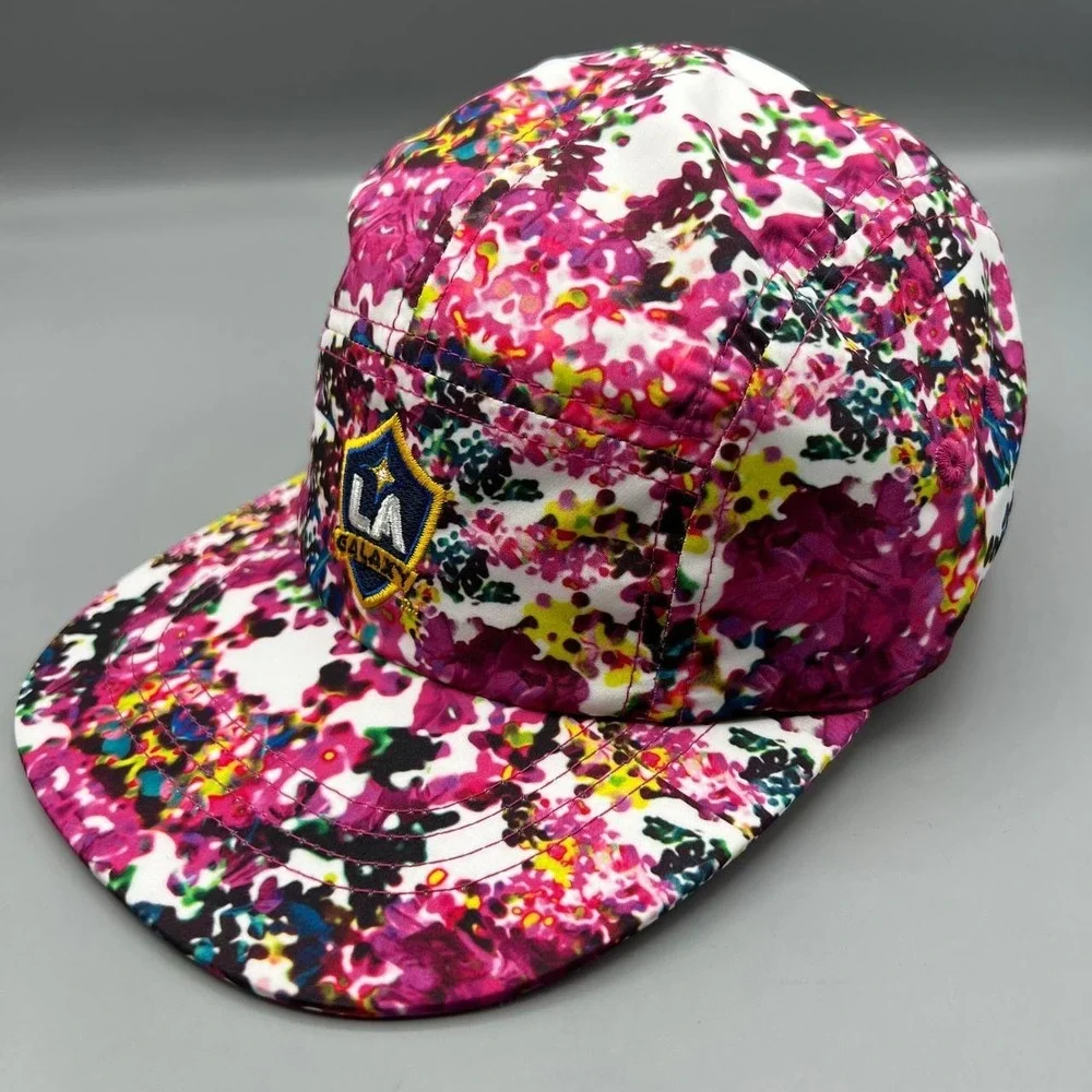 Los Angeles LA Galaxy 5 Panel Hat Girl 7-16 Pink Adidas MLS Strap Back Cap New‎